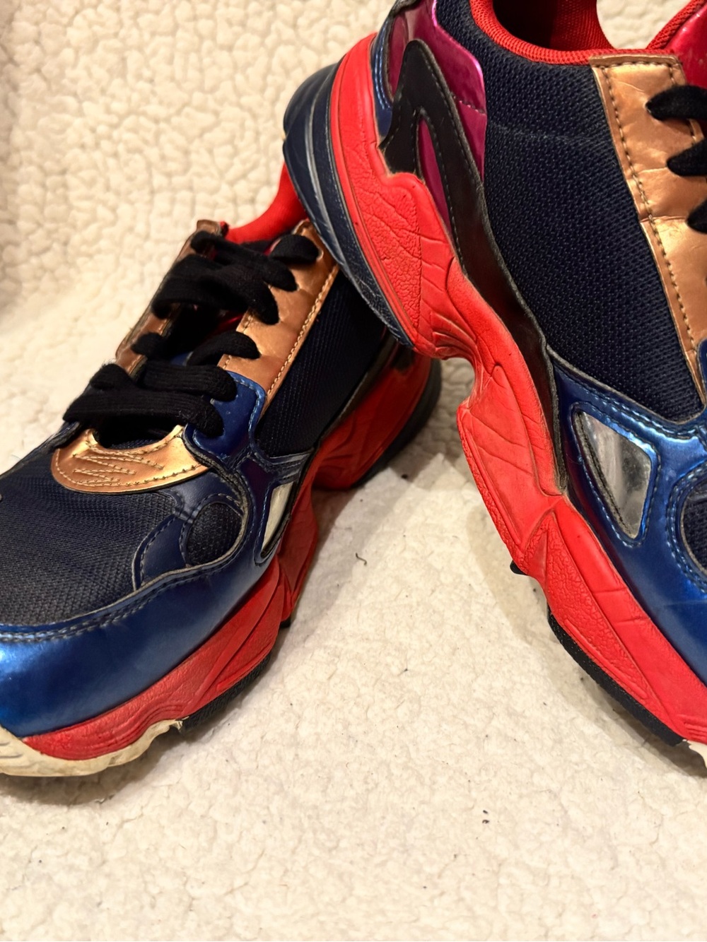 adidas women’s Black, Red, Blue Multicolor Lace-Up Sneakers